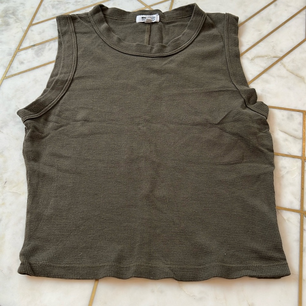 LA Made cropped waffle tank army green SZ XS